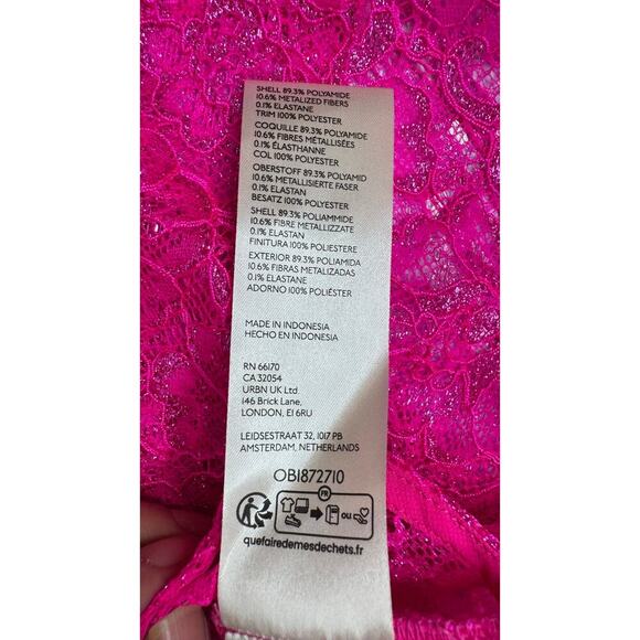 Anthropologie‎ hot pink lace button- up top Oversized MP Barbiecore NWT - Picture 6 of 7